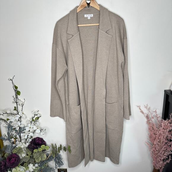 J. CREW Ella Open Front Long Sweater Blazer Heather Birch Tan Sz L {144} - Picture 3 of 7